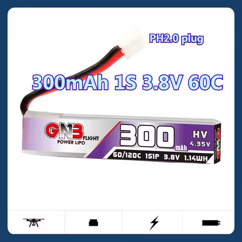 300mAh 1S 3.8V 60C HV Lipo Battery PH2.0 Plug For Happymodel Mobula7 Snapper BetaFPV 65S US65 Whoop 