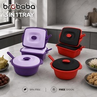 BROBABA 3pcs Combo Set Microwave Safe Food Storage Food Container Party Serving Tray Set Kitchenware