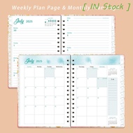 [ IN STOCK ] 2025 English Agenda Book, 365-Day Monthly Flowers Diary Notebook, Durable Weekly Plan L