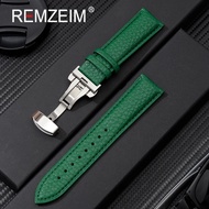 REMZEIM Soft Genuine Leather Smart Watch Band 18mm 20mm 22mm Women Men Cowhide Strap Brown Black Gre