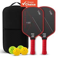 Pickleball Paddles Set (2 or 4), 16mm T700 Carbon Fiber Rackets with Balls & Bag, for Beginners to P