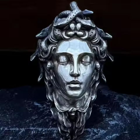 Handcrafted Sterling Silver Medusa s925 Silver Necklace Ancient Greek Myth Snake Woman Pendant Featu