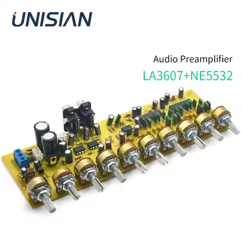 UNISIAN Audio Equalizer Board LA3607 NE5532 EQ Preamplifier With Treble Bass Midrange Equalization 1