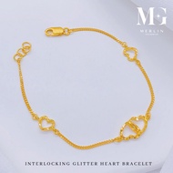 Merlin Goldsmith 22K 916 Gold Interlocking Glossy Heart Bracelet