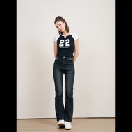 Niyom Jeans Collection 2U : รุ่น BJ004.5 กางเกงยีนส์ผู้หญิง สีดำมิดไนท์ ผ้ายืด ทรงขาม้า M One