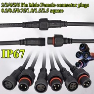 2P/3P/4P/5P/6P 0.3/0.5/0.75/1.0/1.5/2.5Square Waterproof Male Female Cable Plug Butt Extension Line 