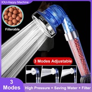 Shower Bath Head Adjustable 3 Mode High Pressure Stone Stream Handheld Shower Head With Negative Ion