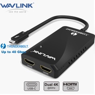 Wavlink Thunderbolt 3 40Gbps อะแดปเตอร์จอแสดงผล HDMIแบบรวดเร็วแปลง Type C เป็นคู่สำหรับ Mac & Window