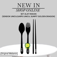 MelamineOriginal Cutlery Set Black Melamine Spoon Fork Chopsticks - Cutlery Set - Spoon Fork Set