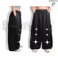 Baggy pants (MEN WOMEN) Fleece Balloon Long pants Balloon Gombrong Star White Black pants Distro Ban
