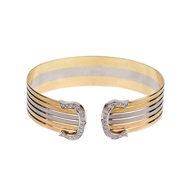 Cartier Tri Color Gold and Diamond Double C de Cartier Cuff Bracelet