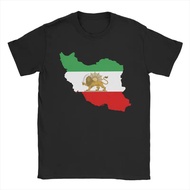Baju-T Lelaki Peta Bendera Iran Persia, T-Shirt Kreatif Lengan Pendek Leher Bulat, 100% Kapas, Pakai