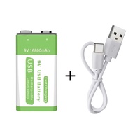 9V Battery 16800mAh Lithium Ion USB Rechargeable Battery 9v Rechargeable Battery Microphone Toy+Char