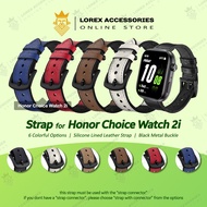 Strap for Honor Choice Watch 2i, Hybrid Silicone Leather Strap 20mm, Black Metal Buckle (for smartwa