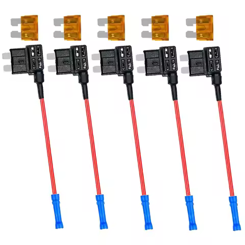 5 Pack Fuse Tap Standard 12V Add-a-circuit Fuse TAP Adapter Fuse Holder With 5 Amp Standard Blade Fu