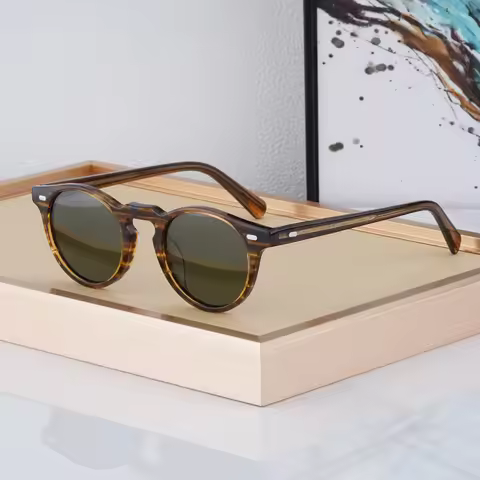 Gregory Peck Brand Designer Men Women Sunglasses Vintage Polarized Sunglasses OV5186 Retro Round Sun