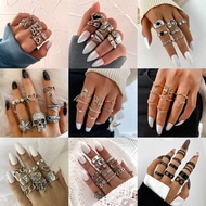 [Ring Set] Creative Unique Retro Distressed Skull Playing Card Design Men Women Style All-Match Join