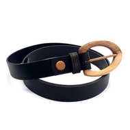 Wood Belt Serengeti Clever 306 - Walnut Wood Black Split Leather Belt