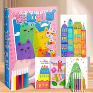 Squeegee Art Kids DIY Painting Kit Rainbow Dot Color Scratch Craft Set Graffiti Scratch Painting