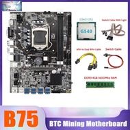B75 BTC Miner Motoard 8x Kabel Usb G540 CPU DDR3 4G 1600Mhz RAM SATA 6