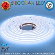 LED STRIP COB E-AA0830-9000K-DC-12V IP67 5M ยี่ห้อ BOGDAN LED สีขาวอมฟ้า(9000K) ไฟเส้นแอลอีดี SMD CO