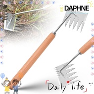 DAPHNE Rake, Digging Tools Stainless Hand Weeder Tool, Home&amp;Garden Handheld Wooden Farmland Garden Hand Weeder