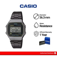 Casio Vintage Unisex Watch A168WEHB-1A Digital Black Dial Black Stainless Steel Band