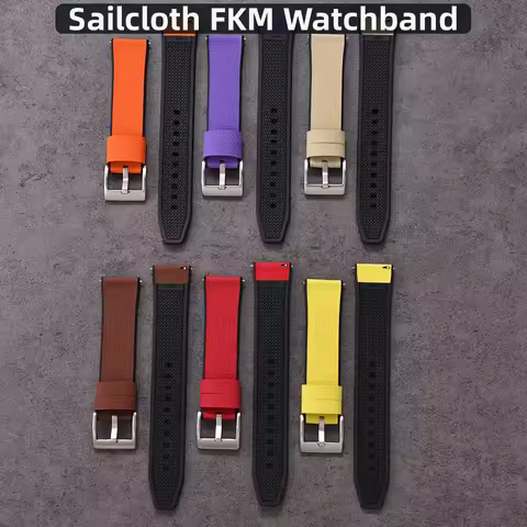 Sailcloth FKM Rubber Strap 18mm 19mm 20mm 21mm 22mm 24mm Quick Release FKM TOP+FKM Base Perfect Fit