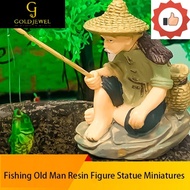 [MDJ]  Resin Figure, Garden Ornament Bonsai Garden Fishing Old Man, Micro-Landscape He Decor Desk Cr