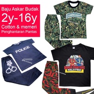Camo Shirt Budak Camouflage Kid Tshirts Baju Askar Lengan Panjang Budak Unisex , Baju Tidur, Baju Bu