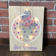 ไฟตกแต่ง สตริงอาร์ต (string art) ลาย ICE CREAM สร้างศิลปะจากเส้นด้าย ใช้ตกตแต่ง ห้องนั่งเล่น ของขวั