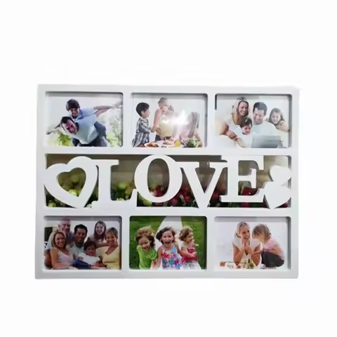 47X35cm Creative Combination of Wall-mounted Photo Frame Family Photo Frame Love Heart 6 Holes Photo
