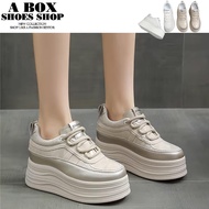 Checked Shop * [KM9612] 8cm Thick-Soled Inner Heightening Comfortable Leather Casual Sports Shoes Pl