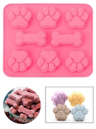 1入組8洞貓爪骨形狀矽膠模具適用於DIY糖果,巧克力,餅乾,果凍,布丁,蛋糕裝飾,烘烤,自製冰塊托盤模具