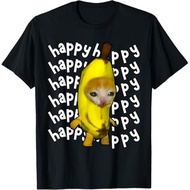 【Premium 220GSM 100% Cotton T-Shirt】GXG  Happy Banana Cat Meme Men/women Unisex Clothing Printed Top