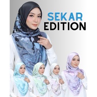 [SEKAR] TUDUNG BAWAL PRINTED BATU SWAROVSKI SATIN BIDANG 45 bawal corak murah flowy printed square hijab