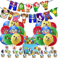 Paper Cup Dinner Plate Tablecloth Happy Birthday Banner Mario Reward Stars Mario Themed Party Decorations