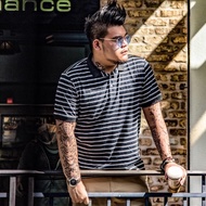 JSMIX Plus Size Men XL-7XL Stripes Polo Shirt