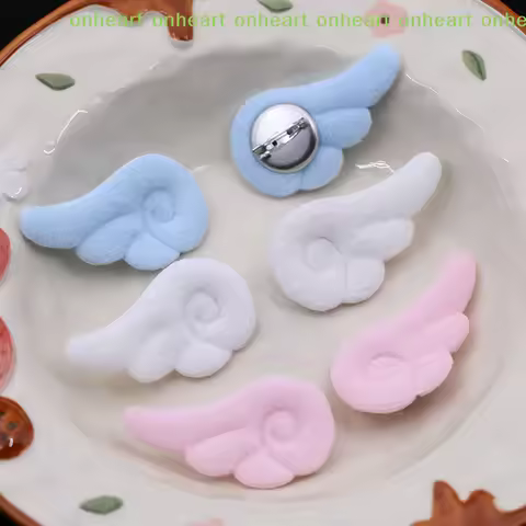 [C]Y2K Plush Bag Hat Accessories 1 Pair Small Angel Wings Brooch Japanese Style Sweet Clothes Decor