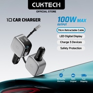 【Fast Charging】CUKTECH 100W Max Fast Charging Car Charger Built-in 70cm Retractable Cable (10 Car Ch
