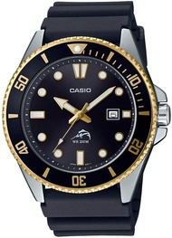 Casio Mens Diver Inspired Stainless Steel Quartz Watch with Resin Strap Black 25.6 (Model: MDV106G-1AV)