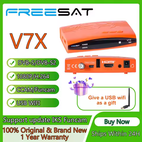 Freesat V7X Satellite Receiver DVB-S/S2 1080P Full HD H.264 MPEG-4/2 BISS PowerVu DRE CCAM LNB Decod