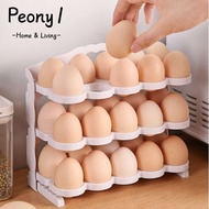 PEONY1 Eggs Storage Container, Plastic Flip-up Foldable Eggs Holder, Portable Beige Eggs Storage She