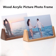 （Lao new de photo frame） 7 Inch Solid Wood Photo Picture Poster Frame Table Top Acrylic Sign Holder Display Stand Menu Paper Card Holder Stand