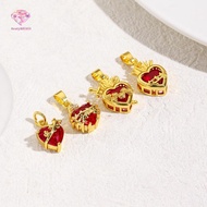 [beaty-t] Brass Charm Pendant Ex Voto Heart Red Cubic Zirconia For DIY Nelace Keychains Jewelry Maki