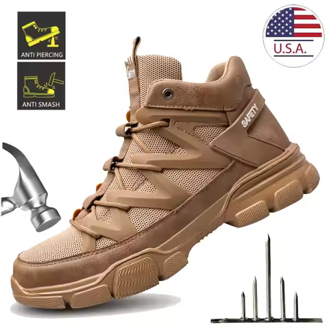 Safety Shoes Men Composite Toe Work Shoes Anti-puncture Safety Shoes Breathable Work Safety Boots Ma