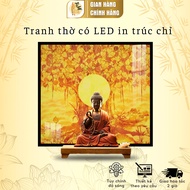 Tc383 Square Printed Architecture Painting DECORNOW Bodhi Leaf, Lotus, Buddha Altar Decoration, Ancient Style, Bodhisattva Light