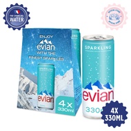 evian Sparkling Natural Mineral Water Can (4 x 330ml Multipack)