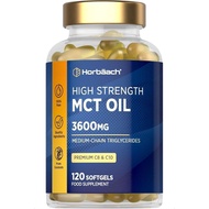 MCT Oil Capsules 3600mg | C8 & C10 | | Keto Diet Supplement | 120 Softgels | by Horbaach