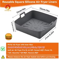[hzsdakjjh.] 23cm/9Inch Square Large Silicone Air Fryer Liners Mold for  Air Fryer 6-8QT Reusable Ai